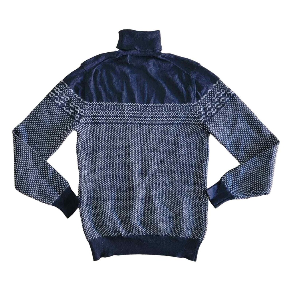 8 by‎ YOOX Mens Navy Blue Merino Wool Preppy Nordic Turtleneck Sweater Sz L